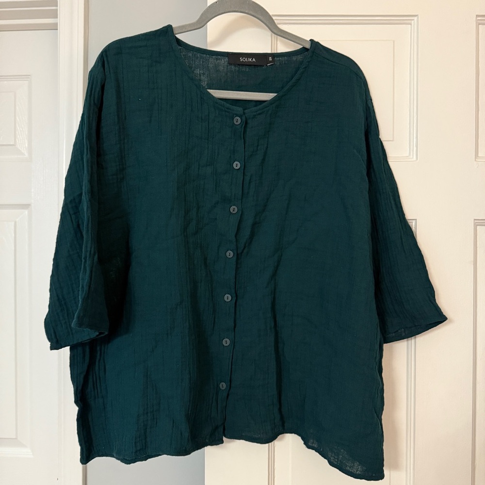 Women's Green Button-Up Top